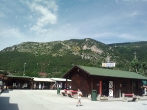 The ticket station for the Grotte di Frasassi.