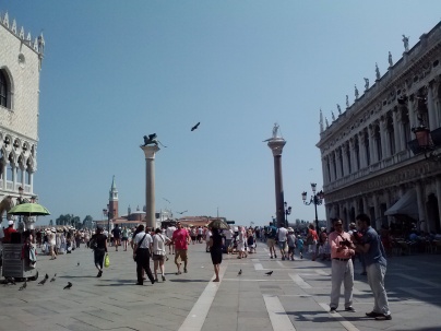 Looking towards the harbor in the Piazza di San Marco.