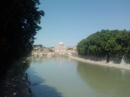 The view of San Pietro from the Tiber River.