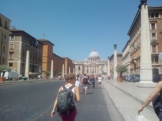 Arriving at the Vatican.